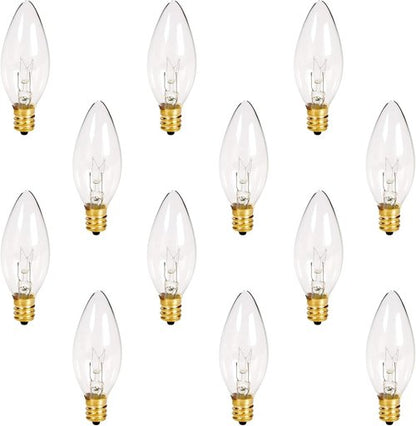 Holiday Joy C26 Christmas Candelabra Replacement Night Light Bulbs - 7W E12 - Crystal Clear - 12 Pack