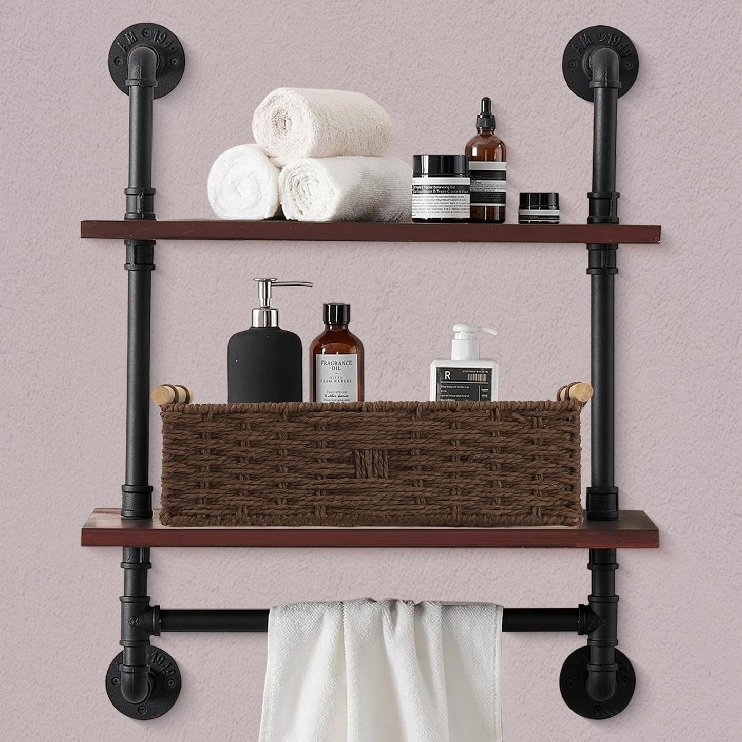 Wicker Basket | Toilet Paper Storage with Wooden Handle - Decorative Organizing Solution for Any Decor