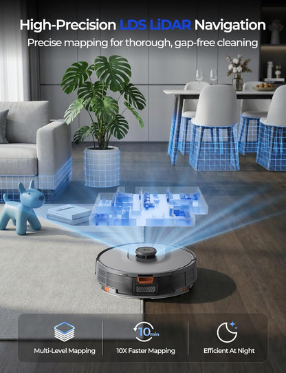 R11 Robot Vacuum by [Brand Name] - 20,000 Pa Suction Power | Self-Emptying & Lidar Navigation | Gray