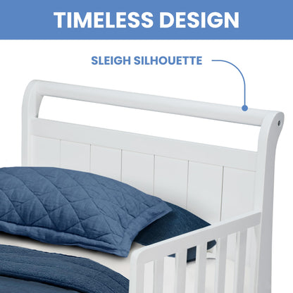 Delta Children Wood Sleigh Toddler Bed, White