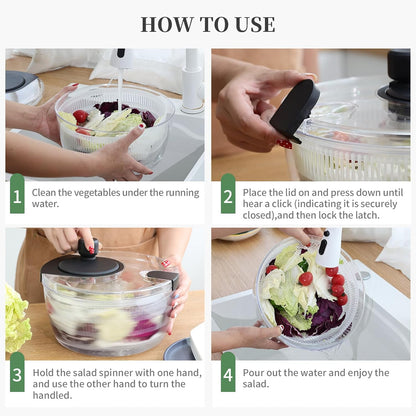 Salad Spinner by Kitchen Essentials - Large 4L Lettuce Dryer & Fruit Washing Bowl for Quick Use