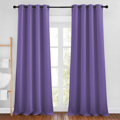 NICETOWN Blackout Curtains 90 inch Length - Triple Weave Energy Saving Sound Reducing Thermal Insulated Solid Grommet Blackout Drapes for Bedroom/Living Room (1 Pair, W46 x L90, Lilac Purple)
