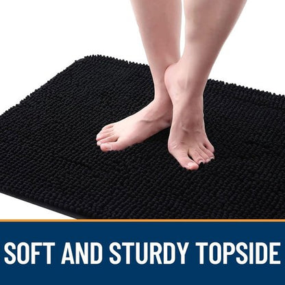 **OLANLY Dog Door Mat - Absorbent Non-Slip Chenille Mat for Muddy Paws | 32x20 Inches, Black**