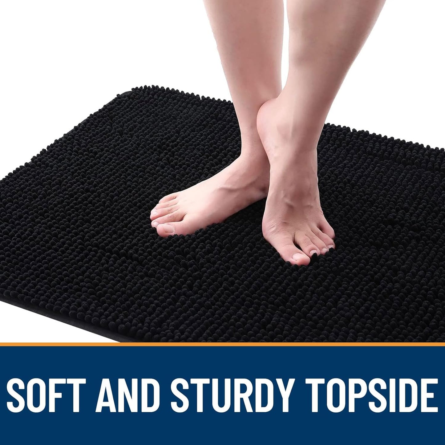 OLANLY Dog Door Mat - Absorbent Non-Slip Chenille Mat for Muddy Paws | 36x24, Quick Dry, Black