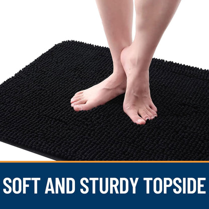 OLANLY Dog Door Mat - Absorbent Non-Slip Mud Mat for Indoor Use | 70x32 Black Chenille Carpet