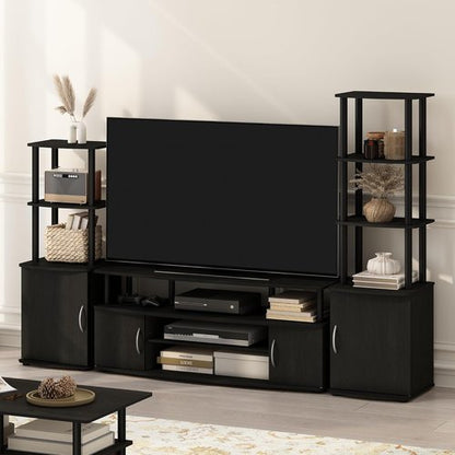 Furinno JAYA Large TV Stand - Fits TVs Up to 55 Inches | Stylish Blackwood Finish