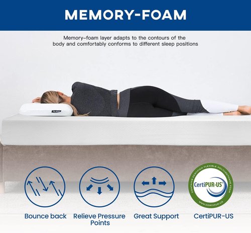 FDW 10-Inch Twin Gel Memory Foam Mattress - Medium Firm, Pressure Relief & Cooling | CertiPUR-US Certified, White
