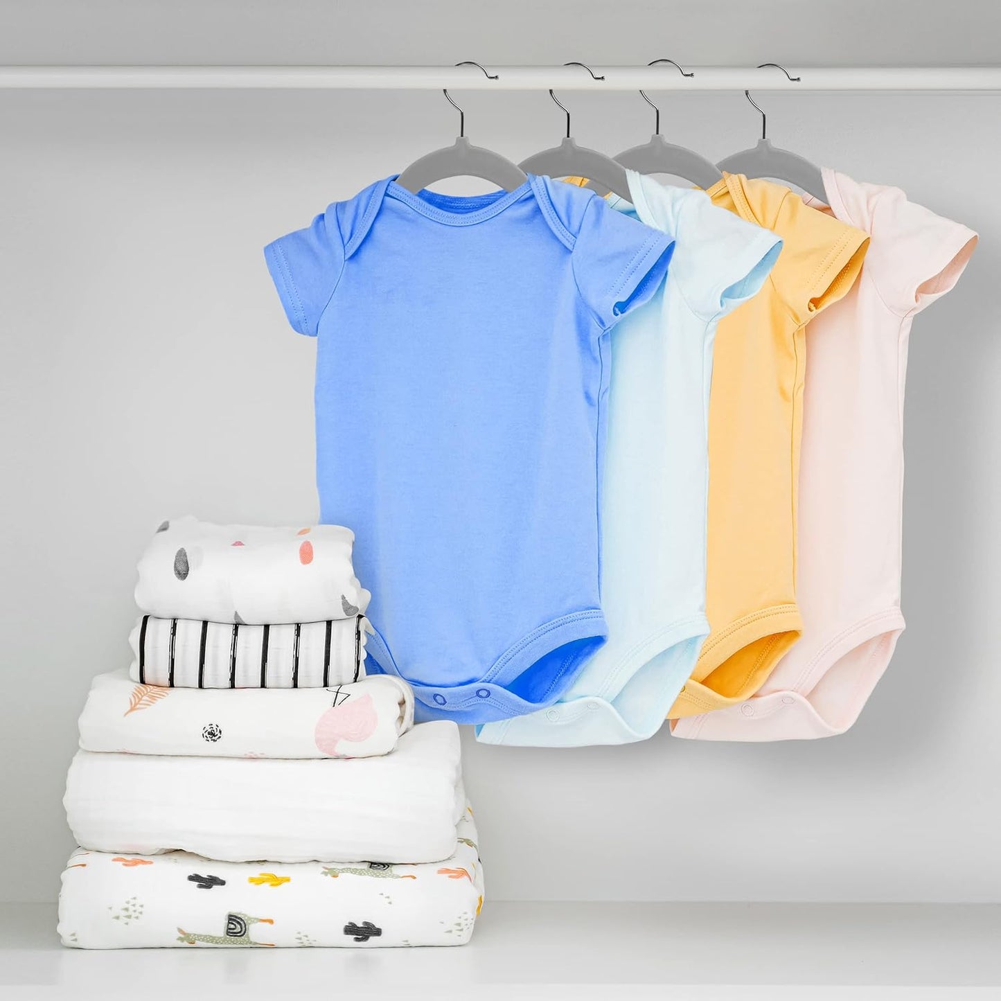Utopia Home Velvet Hangers - 50 Pack Non-Slip 11 Inch Baby & Toddler Closet Organizers | Grey