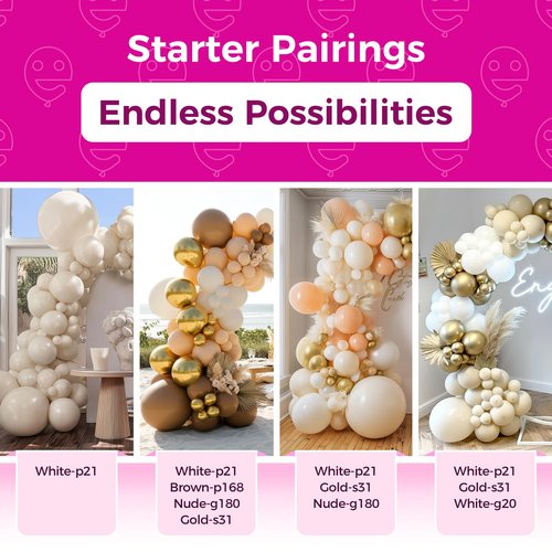 Bezente White Sand Latex Party Balloons - 100 Pack 12 inch Round Helium Sand White Boho Balloons for Easter Engagement Birthday Wedding Bridal Shower Gender Reveal Party Decoration
