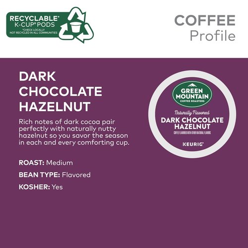 Green Mountain Coffee Roasters Dark Chocolate Hazelnut Coffee | 72 Keurig K-Cup Pods for Rich Flavor