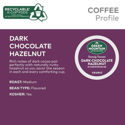 Green Mountain Coffee Roasters Dark Chocolate Hazelnut Coffee | 72 Keurig K-Cup Pods for Rich Flavor