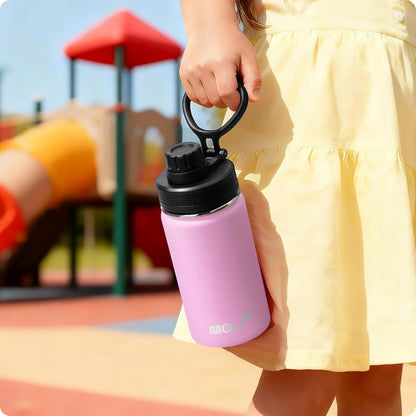 Skiennix Kids Water Bottle - 12 oz Stainless Steel, Double Wall Insulated, Leak Proof | BPA-Free (Purple Pink)
