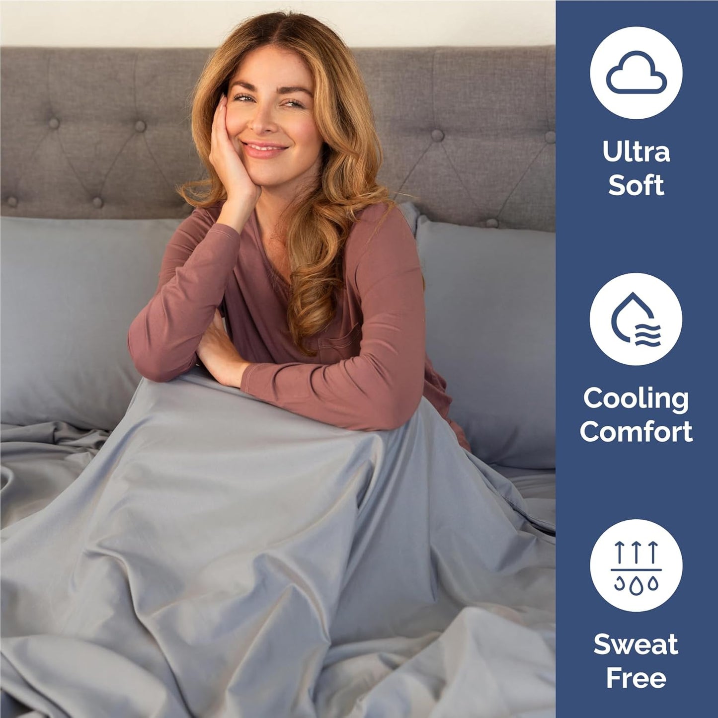 Skiennix Full Size 4-Piece Sheet Set - Comfy Cooling Bed Sheets for All Ages - Deep Pockets, Soft & Wrinkle-Free - Oeko-Tex Certified - Steel Blue
