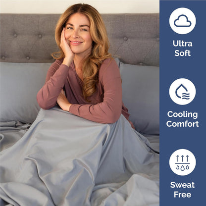 Skiennix Full Size 4-Piece Sheet Set - Comfy Cooling Bed Sheets for All Ages - Deep Pockets, Soft & Wrinkle-Free - Oeko-Tex Certified - Steel Blue