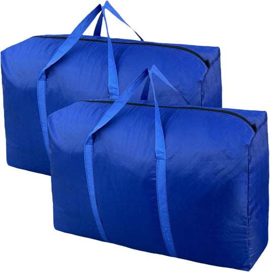 100L Extra Large Storage Bags by [Brand Name] - Durable Moving Bags with Strong Zippers & Handles | Space-Saving Packing Solution (Blue, 2 Pack)