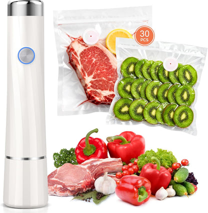 Skiennix Vacuum Sealer - Powerful Handheld Food Preservation with 30 Reusable Bags | Compact Design
