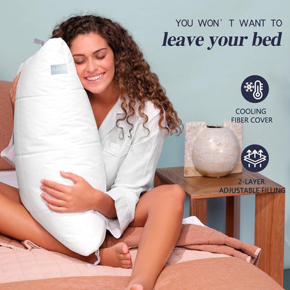 Skiennix King Size Cooling Adjustable Pillows - Luxury Hotel Collection for Side Sleepers | Soft & Firm Support