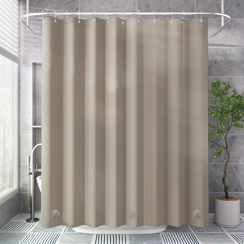 AmazerBath Shower Curtain Liner, 72x72 Tan Shower Liner, Cute Plastic Shower Curtain Liners, Lightweight Waterproof PEVA Khaki Shower Curtains for Bathroom with Magnets and 12 Grommet Holes