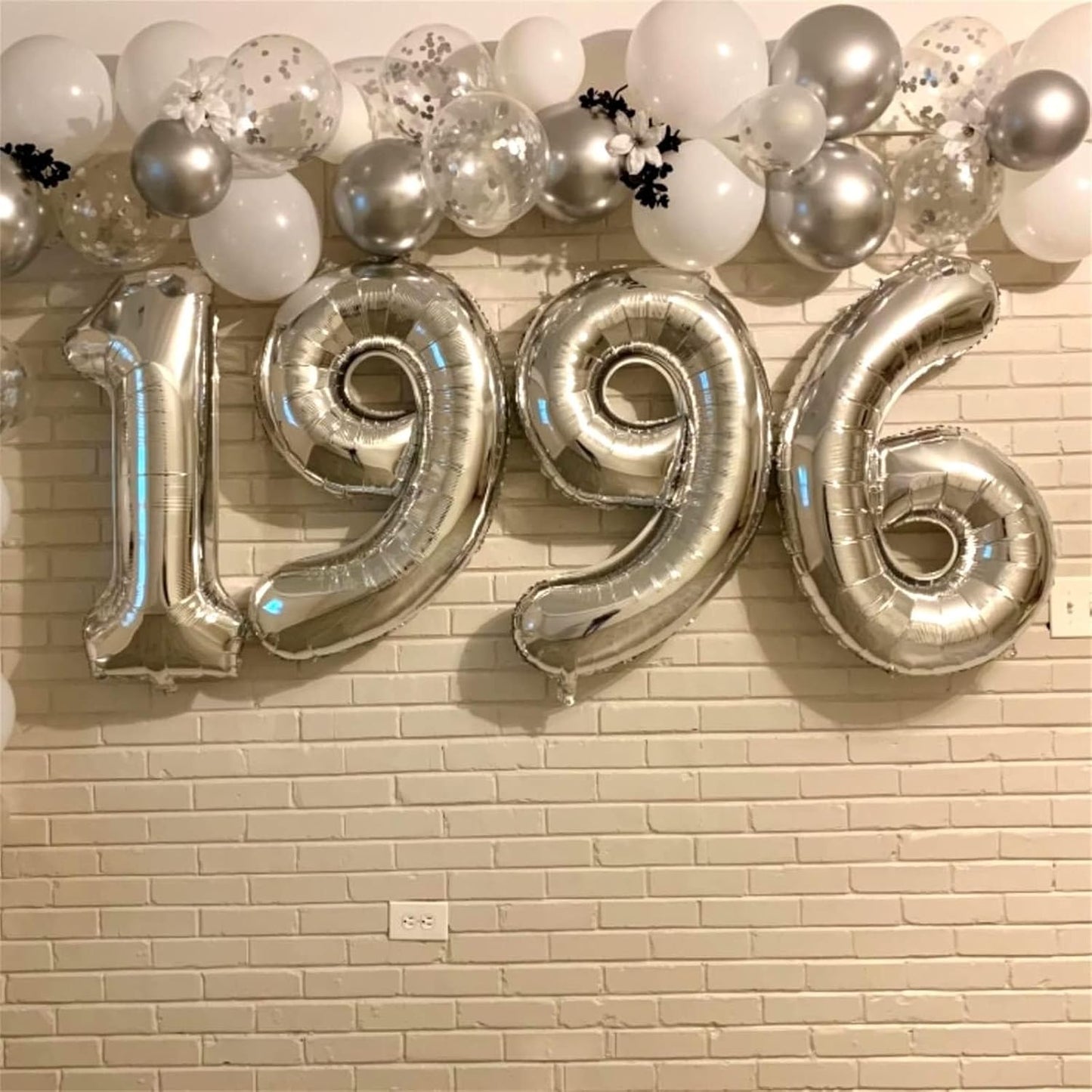 Silver 40-Inch Giant Helium Foil Number Balloon | Self-Inflating 0-9 for Birthdays & Anniversaries