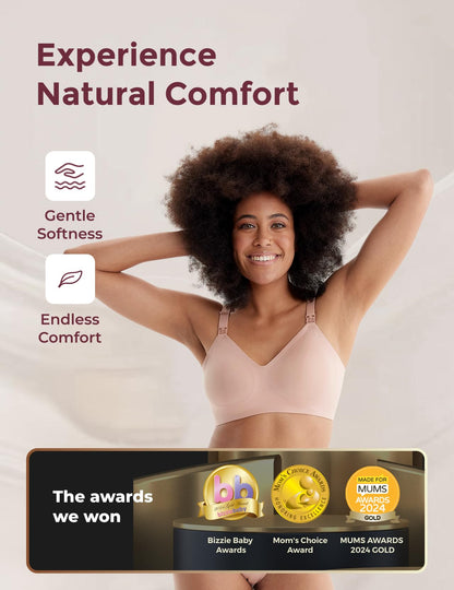Momcozy Nursing Bras for Breastfeeding, YN21 Seamless Ultra Comfort Maternity Bra, Natural Shape, Pregnancy Sleep Bralette