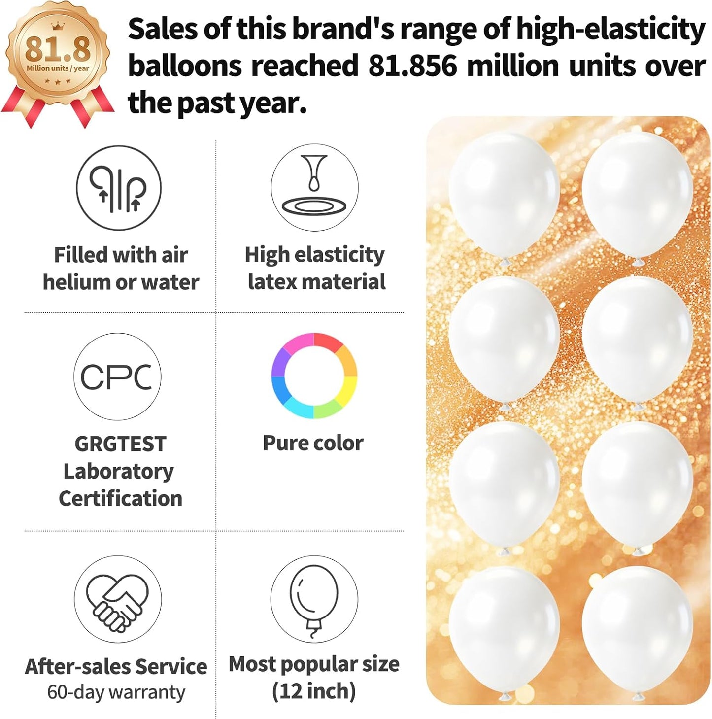 Pearl White Latex Balloons by [Brand Name] - 12 Inch, 110pcs for Birthday Parties & Baby Showers