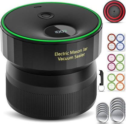 Mason Jar Vacuum Sealer - 2026 Upgraded Electric Sealer for Regular & Wide Mouth Jars | Fully Automated & Portable