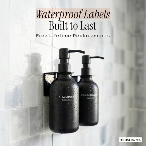 MaisoNovo Wall-Mounted Shampoo and Conditioner Dispenser Set - No Drill Black Shower Accessories