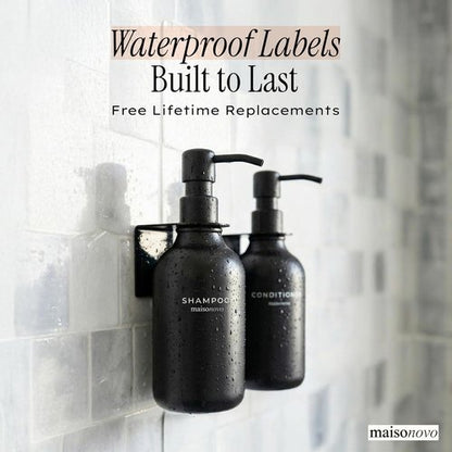 MaisoNovo Wall-Mounted Shampoo and Conditioner Dispenser Set - No Drill Black Shower Accessories