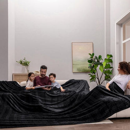 COOVA Oversized King Fleece Blanket 120x120 inches, Soft Cozy Warm Giant Extra Large 10'x10' Blanket for Bed, Sofa, Couch,Travel, Camping, California Huge Big Throw Blanket, Checkered Black