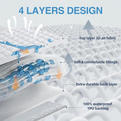JOSOP Waterproof Mattress Protector - Queen Size Bamboo Viscose Cover | Breathable & Cooling Design