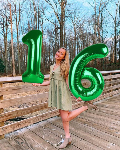 Skiennix 40-Inch Dark Green Number Balloons - Happy Birthday & Wedding Anniversary Decor
