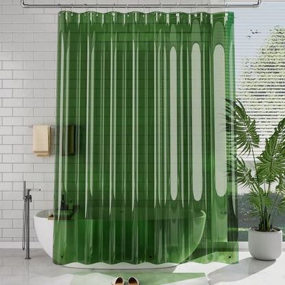 AmazerBath Extra Long Shower Curtain Liner 72x84, Clear Green Shower Liner 84 Inches Long, Plastic Shower Curtain Liners, Cute Tall Shower Liner, PEVA Bathroom Shower Curtain Liners & 3 Magnets