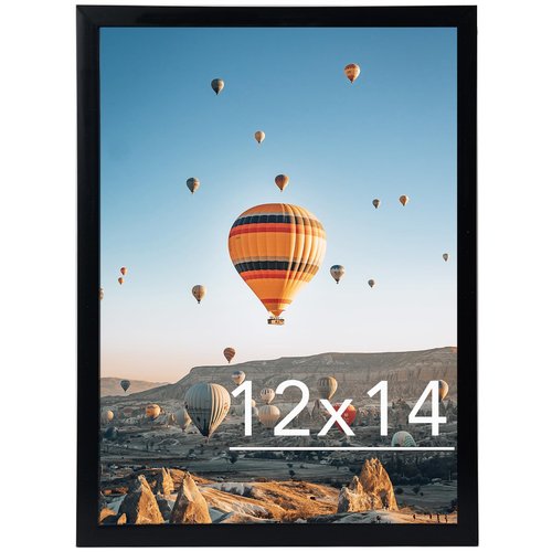 JCJMY 12x14 Picture Frame Black for Wall Hanging, Wall Mounting Horizontally or Vertically, 12 x 14 Wall Gallery Poster Photo Frames with Shatter Resistant Plexiglass, Black