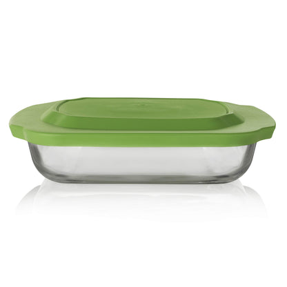 Libbey Baker's Basics Square Glass Casserole Baking Dish with Plastic Lid, 8-inch by 8-inch