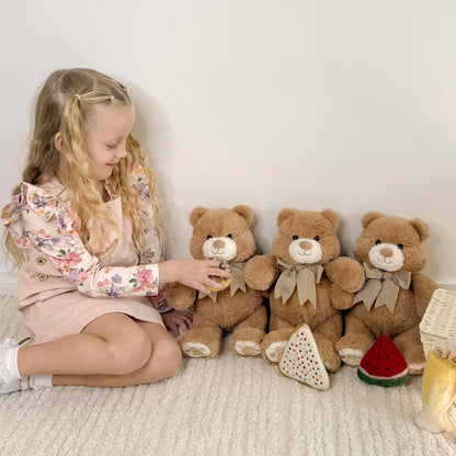 Skiennix 14" Teddy Bear Plush | Soft Snuggle Stuffed Animal with Bow Tie - Perfect Gift for Kids & Adults