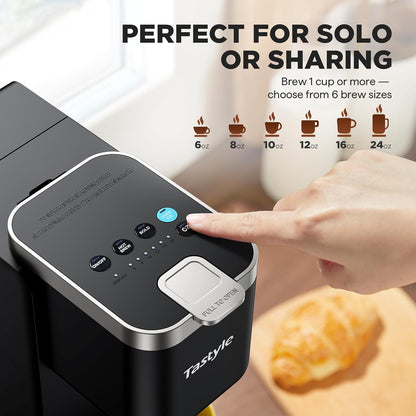 Skiennix Single Serve Coffee Maker - Iced & Hot Brew Machine with 40oz Reservoir | Fits 7.3" Travel Mug, Black