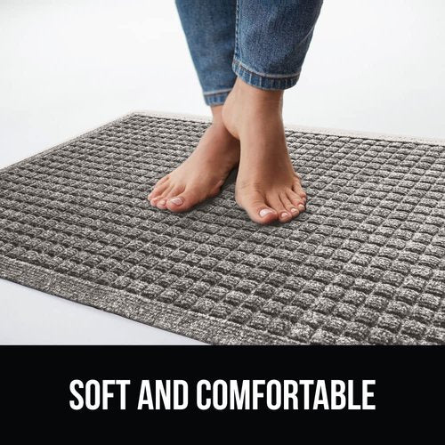 GORILLA GRIP® Ultra Absorbent Front Door Mat Outside Entrance, Traps Dirt and Moisture, HydroABSORB Indoor Outdoor Doormat Holds 1.7 Cups Water, Stain and Fade Resistant Welcome Mat, 29x17 Charcoal