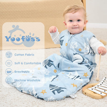 Yoofoss Baby Sleep Sack - 0-6 Months | TOG 2.5 Organic Cotton Wearable Blanket - Warm & Comfy