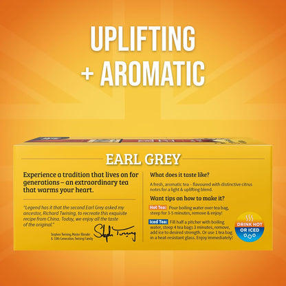 Twinings Earl Grey Black Tea - Citrus & Bergamot Flavor, 100 Individually Wrapped Teabags