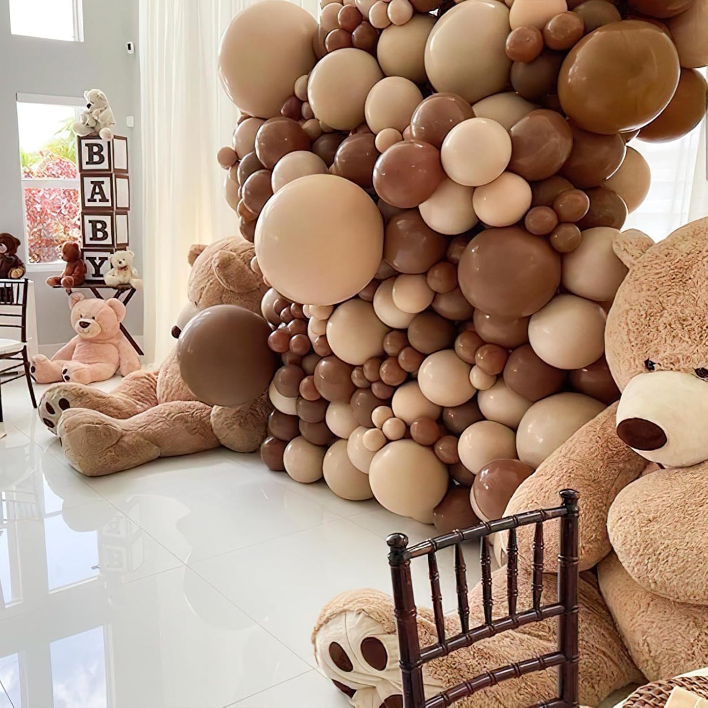 PartyWoo Brown Balloons - 155-Piece Boho Neutral Arch Kit for Birthday & Baby Shower Decor | 18", 12", 10", 5" Sizes