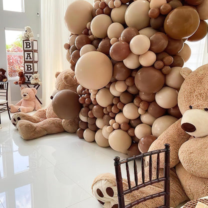 PartyWoo Brown Balloons - 155-Piece Boho Neutral Arch Kit for Birthday & Baby Shower Decor | 18", 12", 10", 5" Sizes