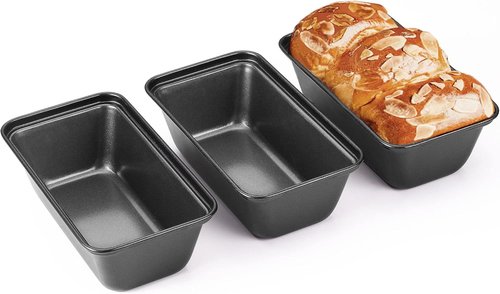 HONGBAKE Mini Loaf Pan Set - Nonstick Carbon Steel Baking Tins for Bread | 6 x 3.3 x 2 In - Dark Grey