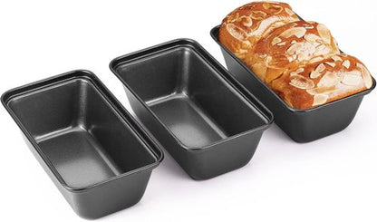 HONGBAKE Mini Loaf Pan Set - Nonstick Carbon Steel Baking Tins for Bread | 6 x 3.3 x 2 In - Dark Grey