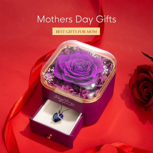 EleShow Preserved Real Purple Rose, Forever Flowers Gifts for Mom Grandma Wife Girlfriend, I Love You Gifts for Her, Anniversary or Birthday Gifts for Women