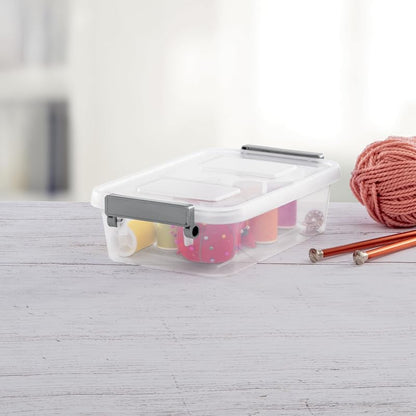 2 Pack 2.7 Qt Clear Storage Bins – Stackable Plastic Organizer Containers, Lids, Write-On Labels, 11 3/4" L x 7 3/8" W x 3 1/4" H – Variation: 2Pack+2.7qt