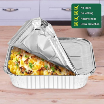 Heavy-Duty Aluminum Foil Pans by [Brand Name] - 8x8 Inch Disposable Baking Trays with Lids | 15 Pack, Reusable & Leakproof