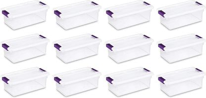 Sterilite 6 Qt ClearView Latch Storage Box - Stackable Plastic Container for Shoe Organization | 12-Pack
