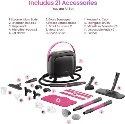 Schenley 21-In-1 Steam Cleaner - High-Pressure Heavy-Duty Steamer for Deep Cleaning Floors & Upholstery | Fast Heat-Up, Portable Design