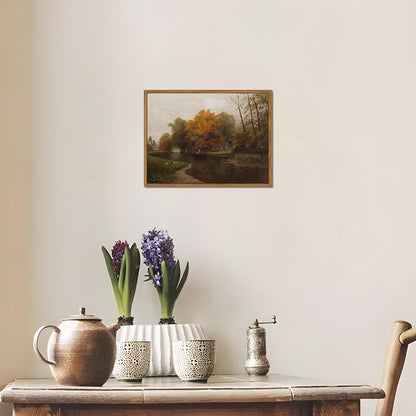 Vintage Autumn Canvas Wall Art by Floating Framed - Nature Landscape Print for Living Room, 8x10 Inch