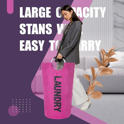 Caroeas 95L Pro Large Laundry Basket - Waterproof Hamper with Padded Handles | Collapsible Design in Purple